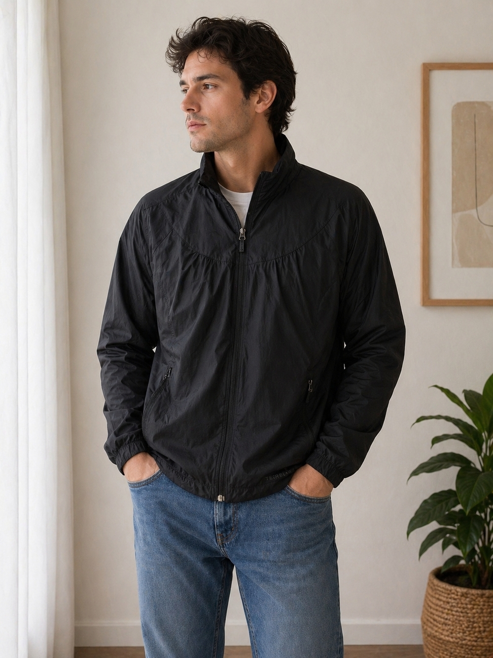 Merrell Black Lightweight Full-Zip Windbreaker